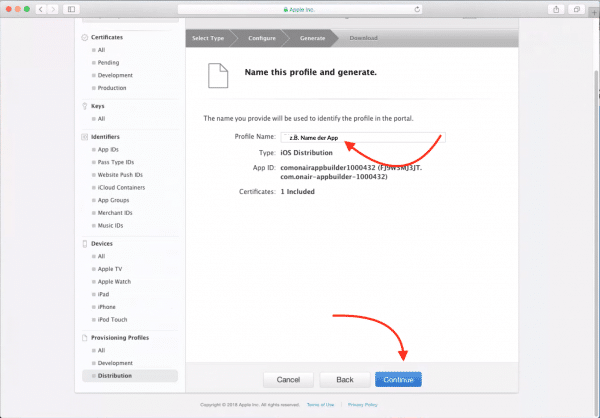 ON AIR Appbuilder - Apple Zertifikate erstellen - Schritt 13.2