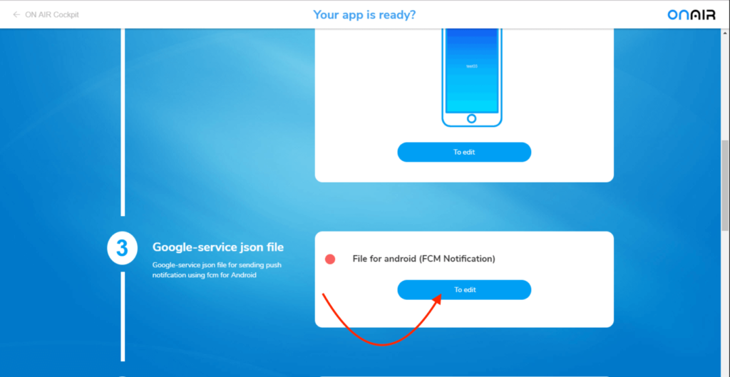 ON AIR Appbuilder - Google-Service JSON Datei - Cockpit 2