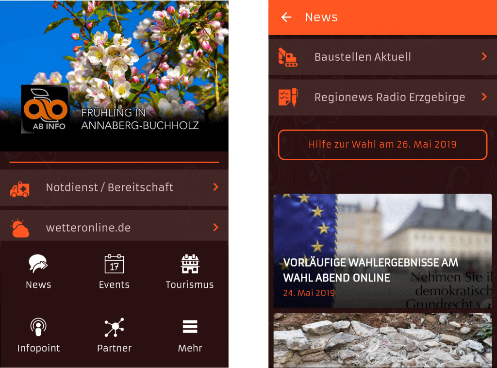 ON AIR Appbuilder - Annaberg-Buchholz App Screens