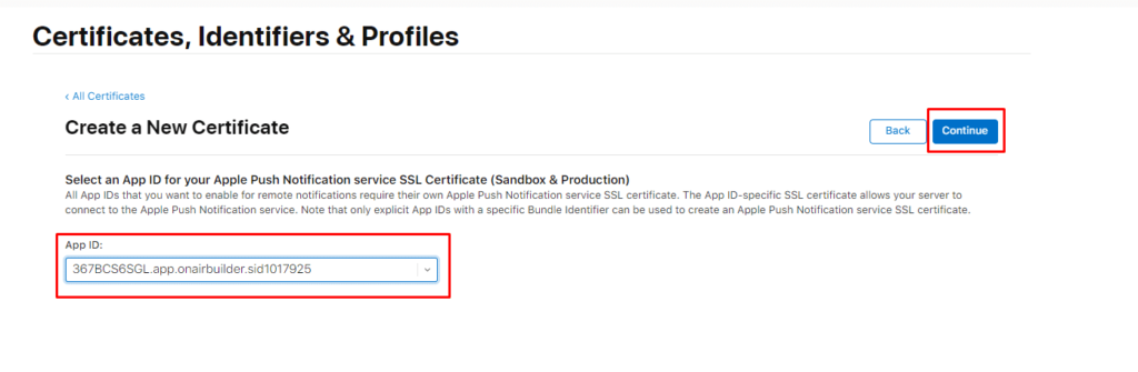 ON AIR Appbuilder - Apple Certificates - Step 12