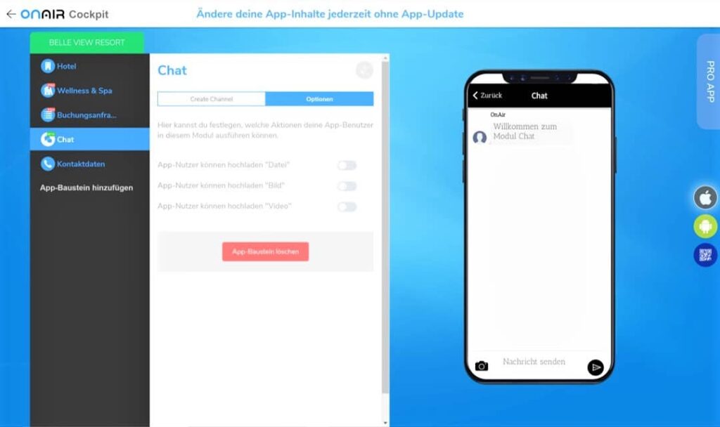 ON AIR Appbuilder - Chat Modul einrichten